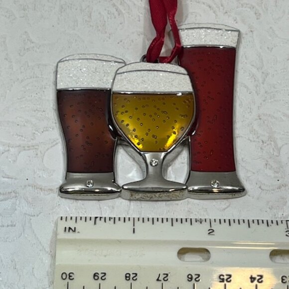 Christmas Beer Glasses Collectible Ornament w/European Crystal Holiday 2.5"x3" - Picture 9 of 10